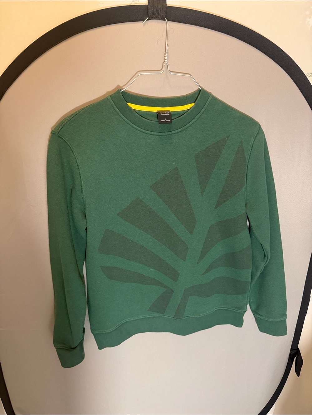 Bonobos Green Crewneck Sweatshirt with Tonal Leaf Graphic
